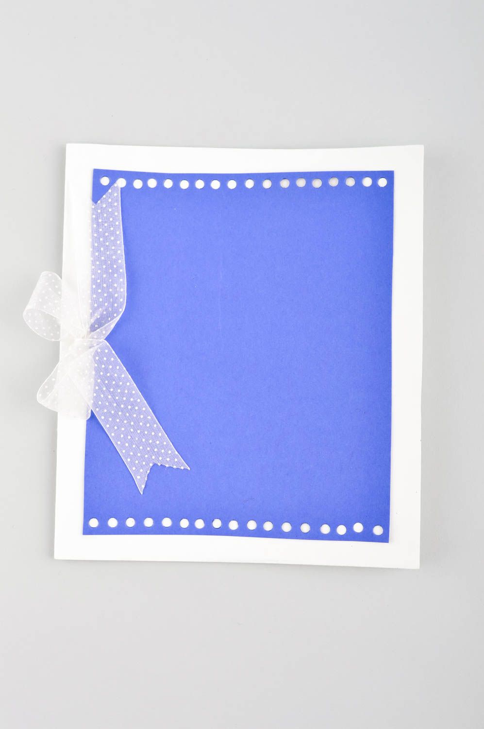 Конверт ручной работы конверт для приглашений конверт из бумаги синий с бантом фото 1