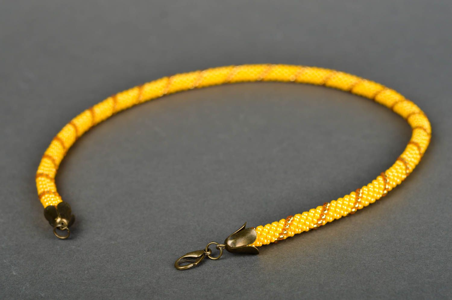 Collar de abalorios checos artesanal regalo original collar para mujer amarillo foto 5