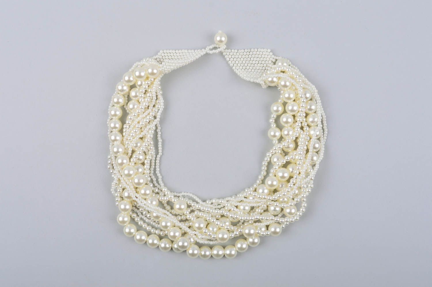 Collier blanc Bijou fait main perles d'imitation multirang Accessoire femme photo 2