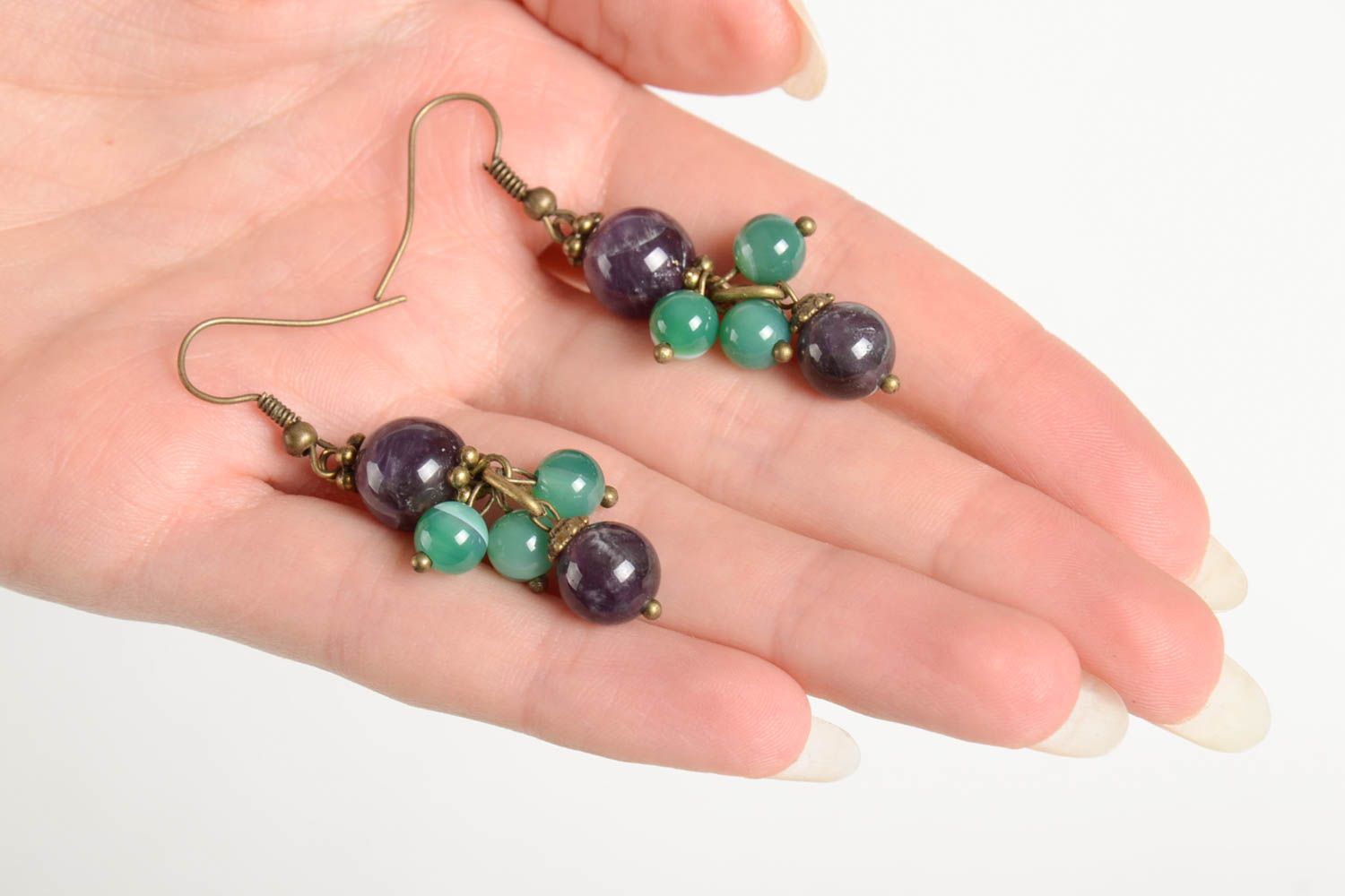 Handmade trendy earrings accessory with natural stone elegant earrings photo 3