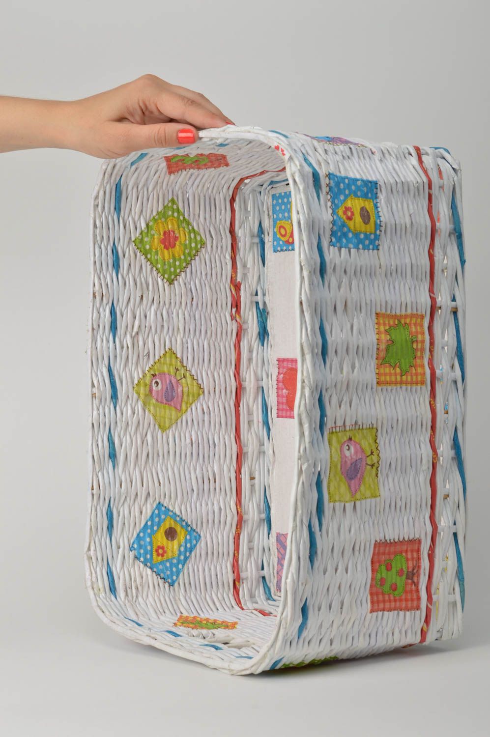 Unusual handmade woven basket decorative newspaper basket bedroom designs photo 1