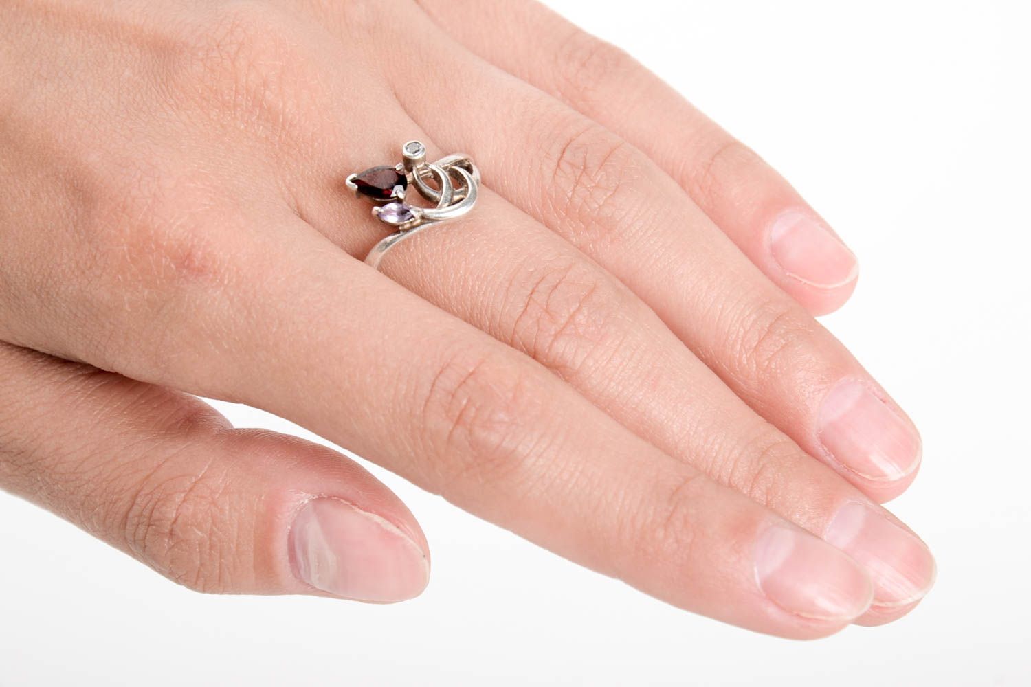 Серебряное кольцо ручной работы женское кольцо с камнями серебряное украшение фото 1