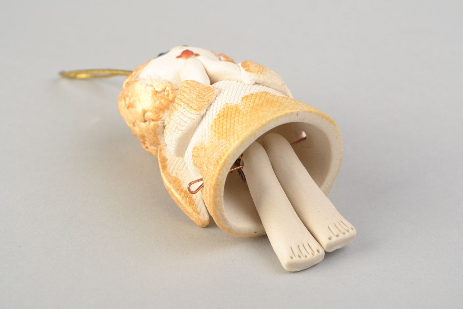 Handmade designer decorative ceramic bell little angel interior figurine photo 5