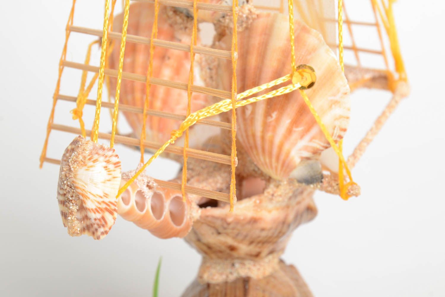 Statuette décorative Figurine fait main en coquillages Déco maison vaisseau photo 5