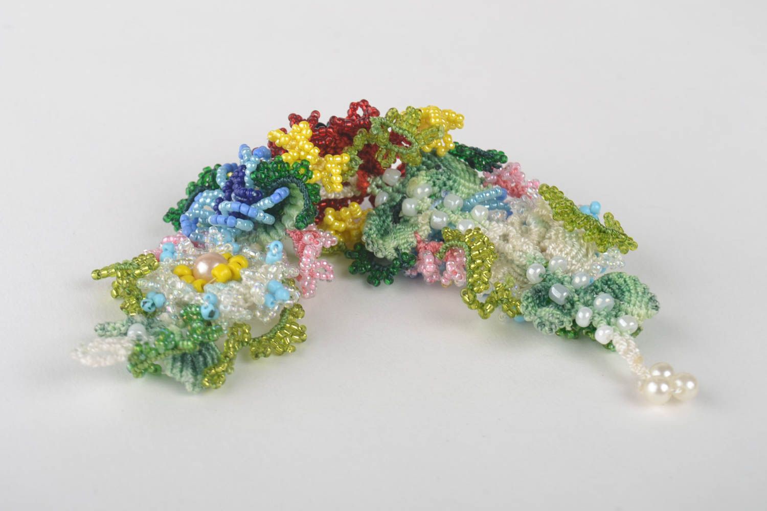 Браслет из бисера украшения ручной работы плетеный браслет из ниток цветочный фото 3