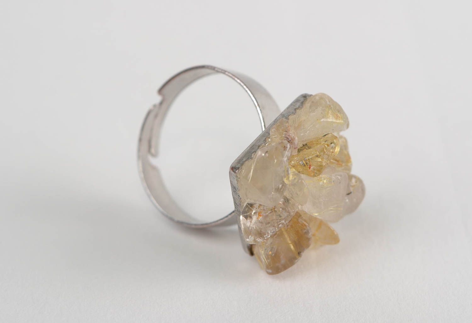 Beautiful handmade designer women's ring with natural rutilated quartz stone photo 4