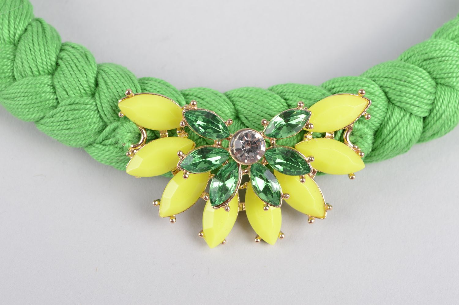 Handmade beautiful massive necklace unusual green accessory cute jewelry photo 2