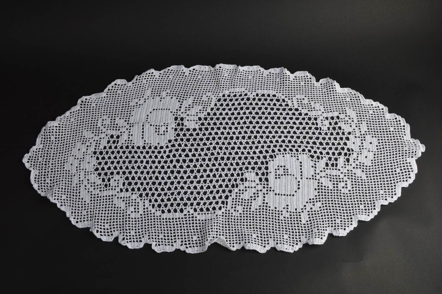 Beautiful decorative handmade white crocheted table napkin made of cotton photo 1