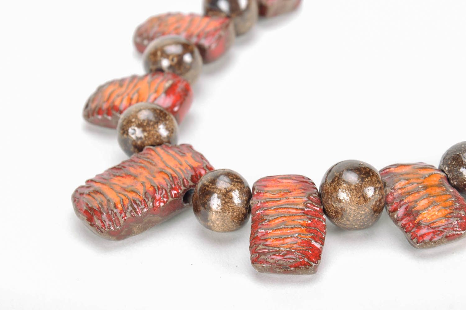 Handmade ceramic bead necklace photo 4