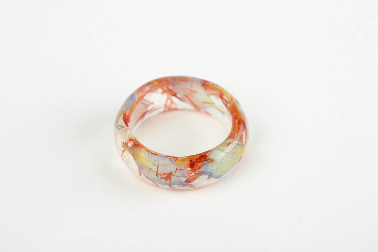 Кольцо с цветами женское кольцо ручной работы украшение из эпоксидной смолы фото 3