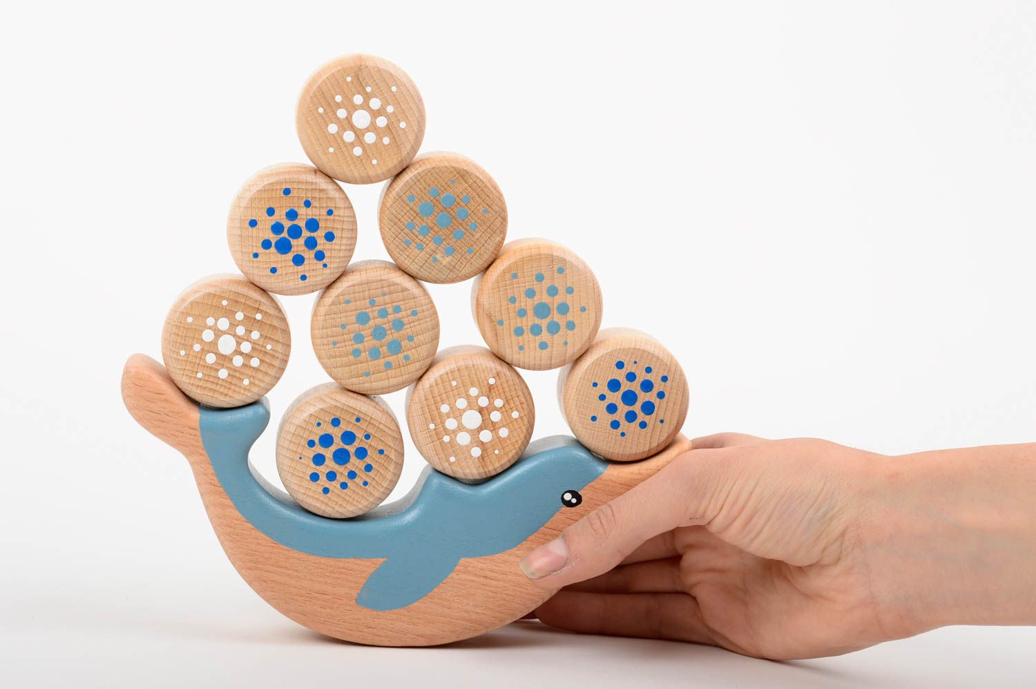 Handmade developing toy unusual wooden dolphin cute designer toy eco decor photo 3