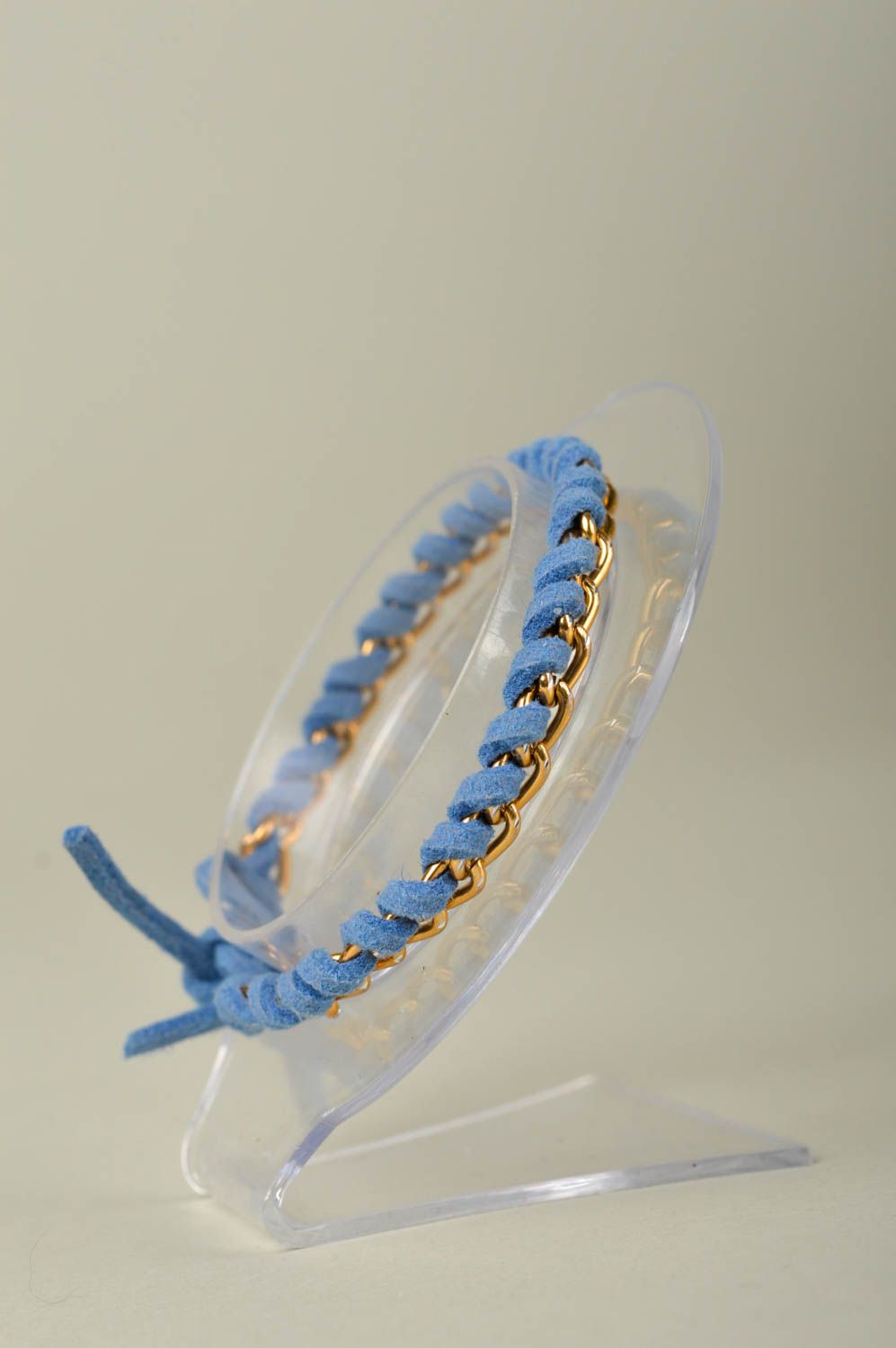Damen Armband handgefertigt Armband aus Stoff blaues Schmuck Accessoire foto 5