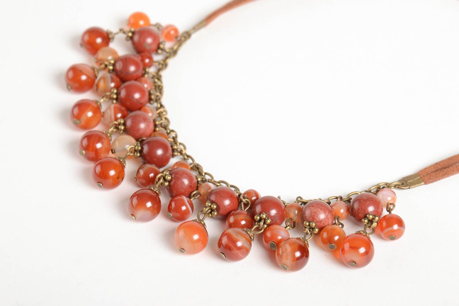 Collar de moda hecho a mano regalo original collar de piedras naturales rojo foto 3