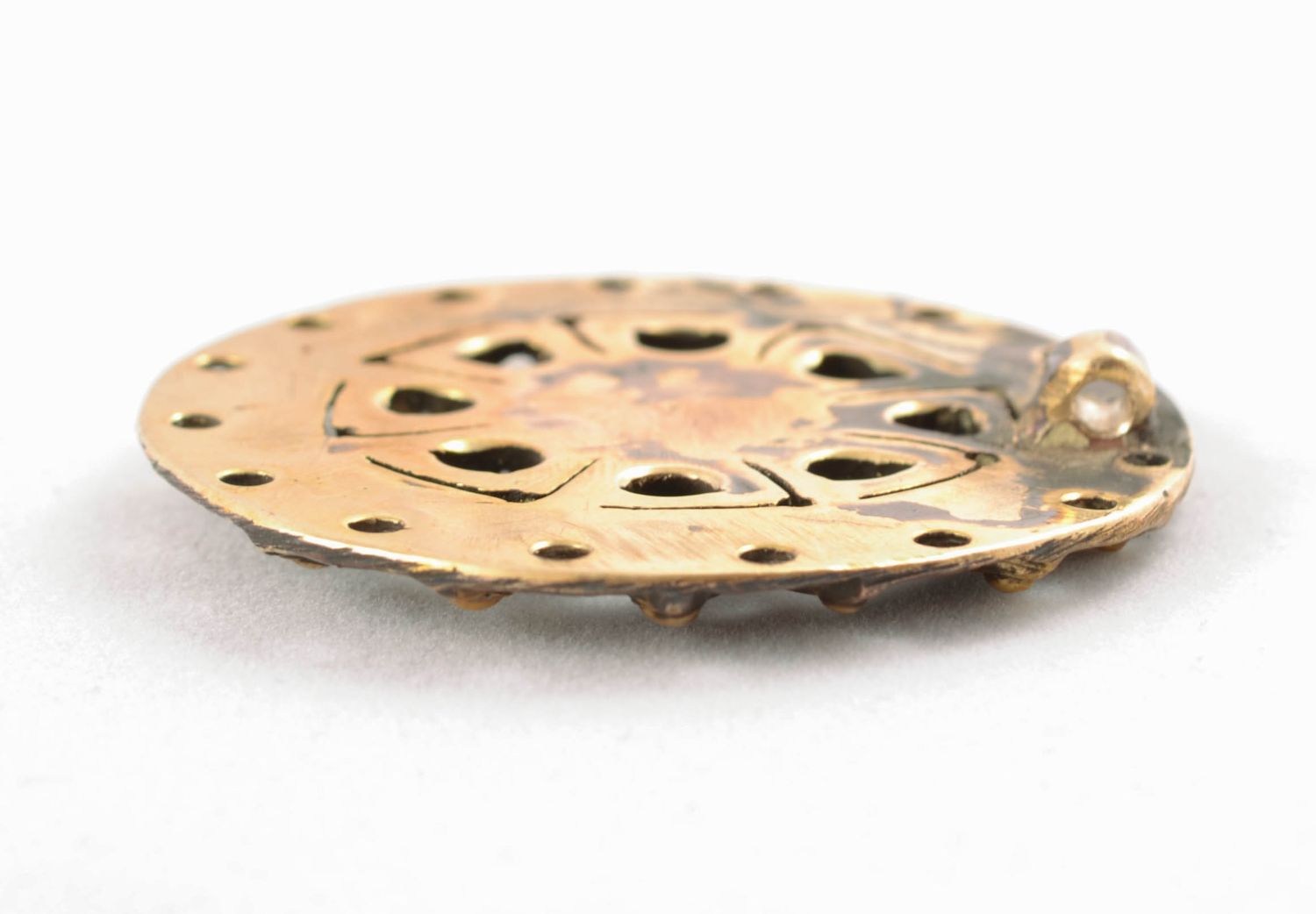 Amuleto zgard fatto a mano a forma rotonda di bronza accessorio originale 
 foto 3