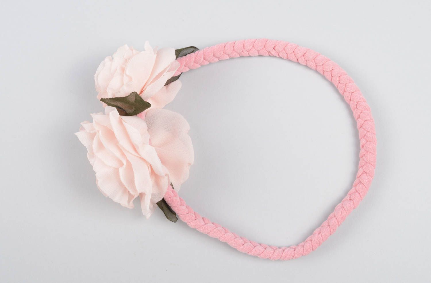 Rosa Haarband mit Blumen handmade Designer Schmuck Accessoire für Haare  foto 4