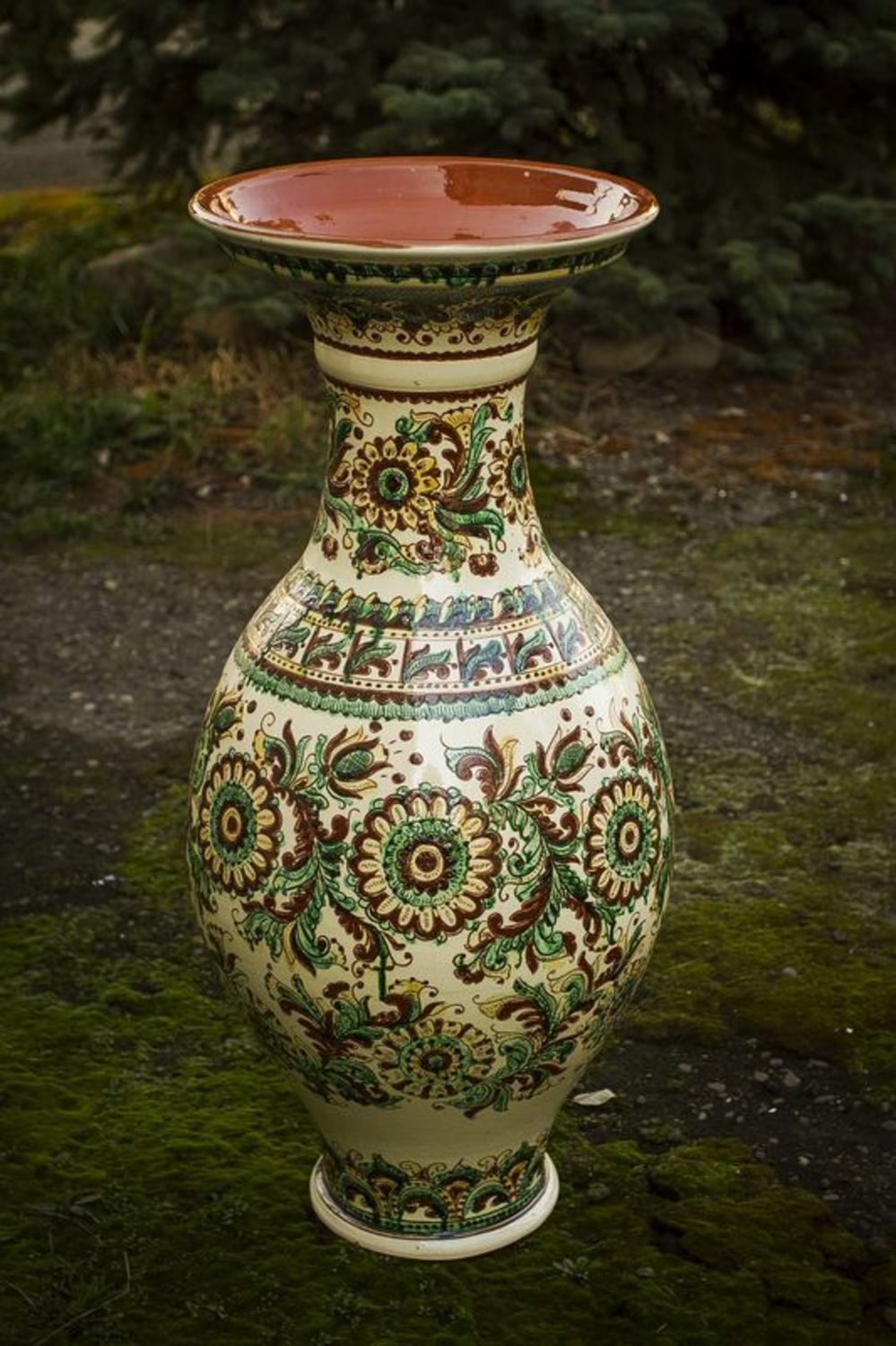 Super exclusive handmade floor vase 30 inches tall, 14 inches wide, 22 lb in green color photo 1