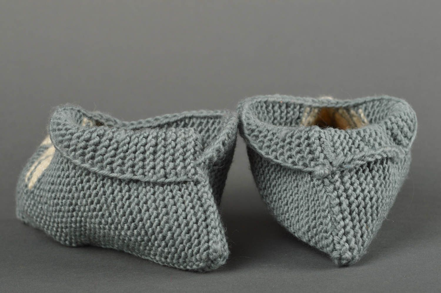 Chaussons enfant faits main Chaussures d'intérieur gris Cadeau pour enfant photo 4