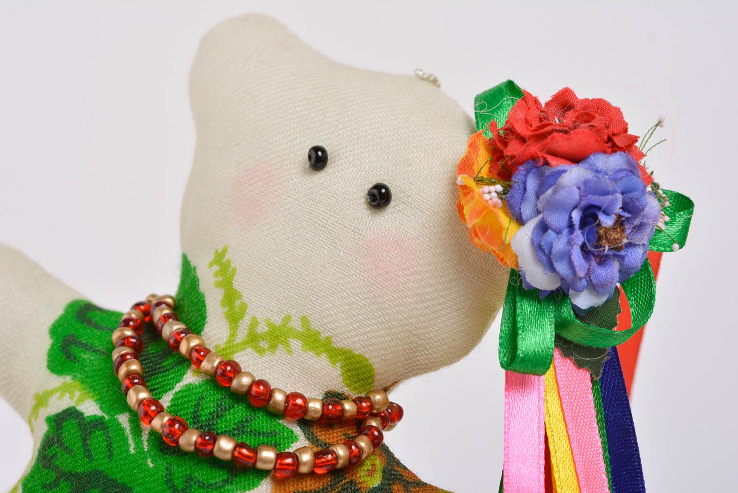 Joli jouet mou en tissu fait main en forme d'ourse sympa avec fleurs cadeau photo 2