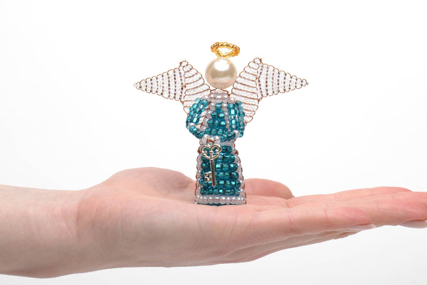 Angel figurine made of Czech beads photo 2