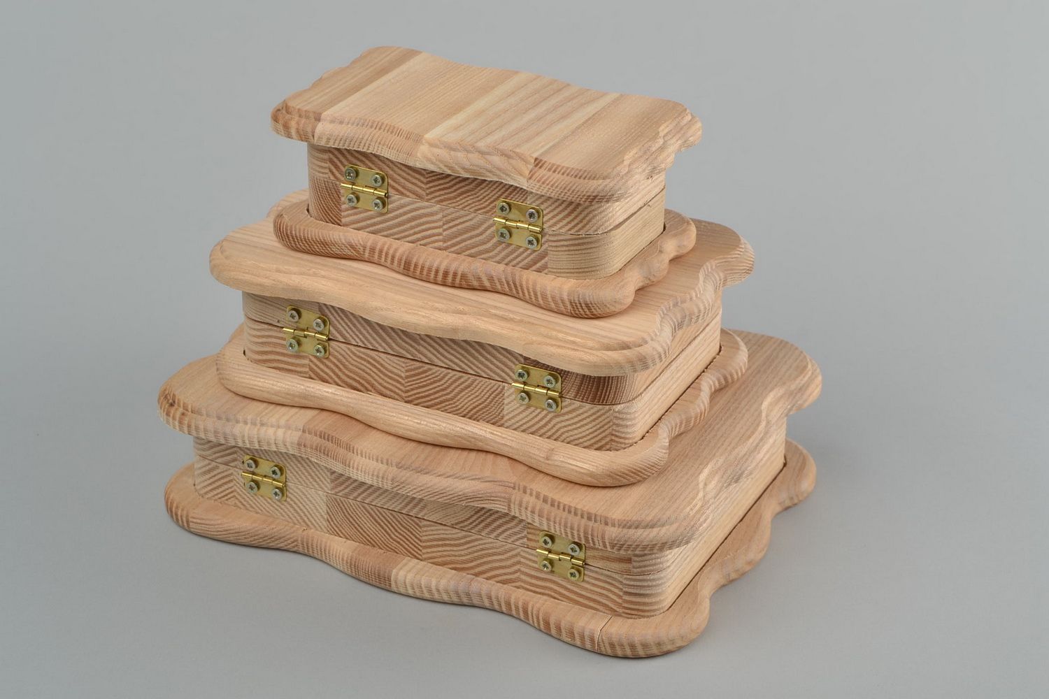 Boîtes en bois brut de frêne à décorer 3 pièces différentes tailles faites main photo 5