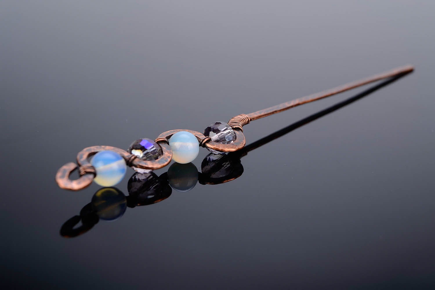 Hairpin with moonstone and crystal photo 2