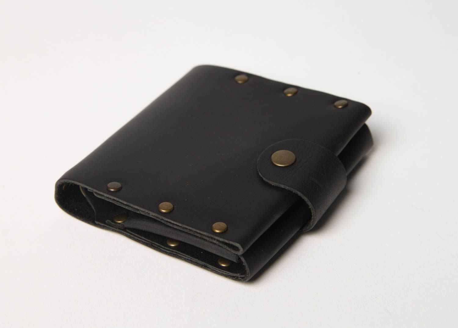 Кожаный кошелек ручной работы кожаный аксессуар черный женский кошелек стильный фото 2