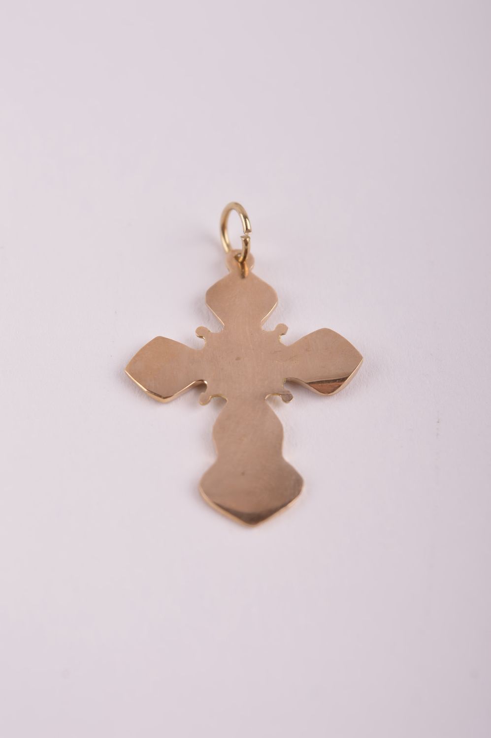 Крестик с камнями handmade подвеска на шею в форме креста украшение из латуни фото 3