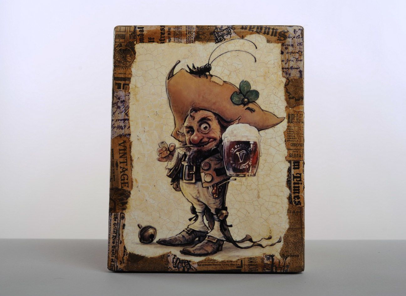 Tableau décoratif en bois Gnome et grillon photo 1
