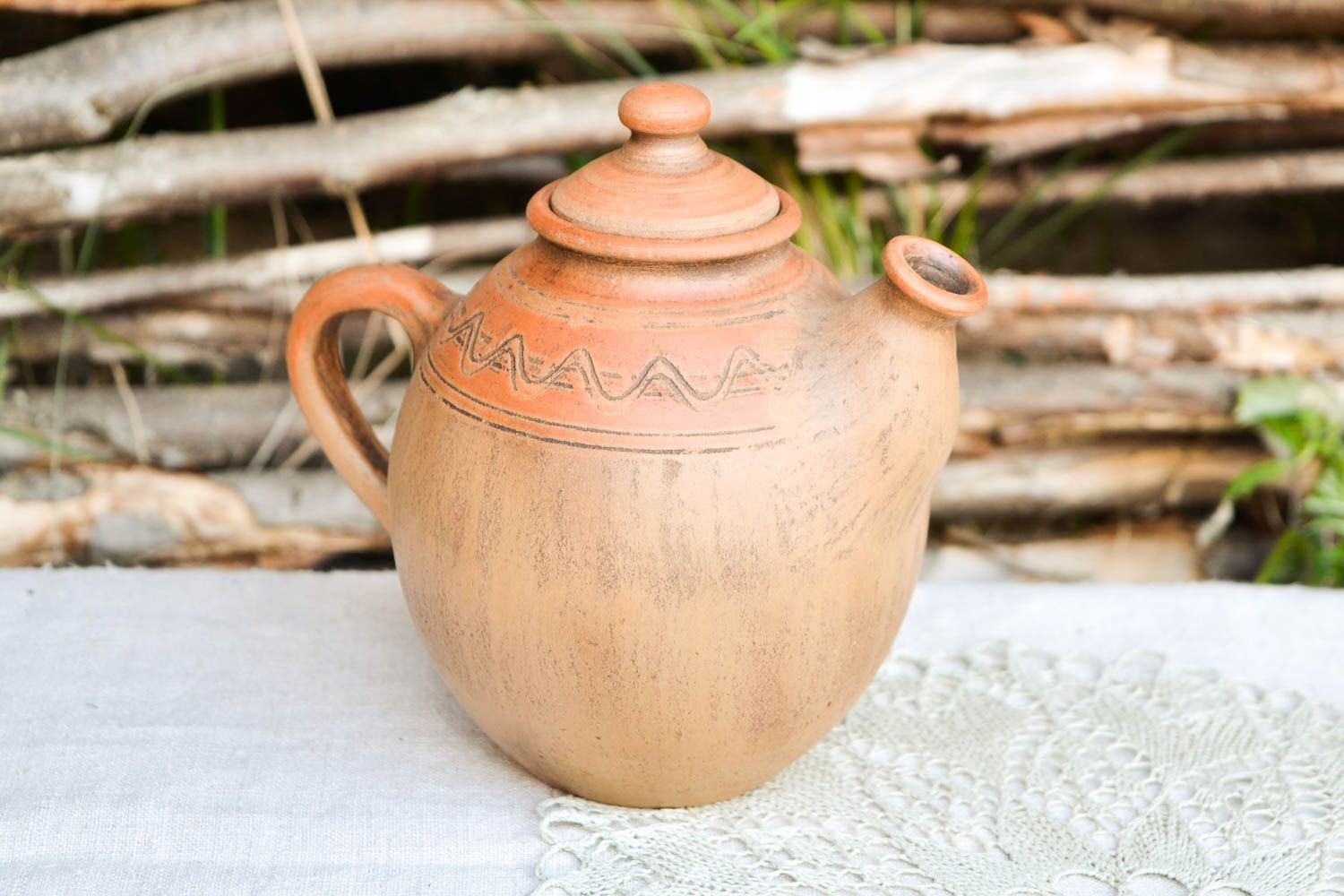 Clay handmade teapot lovely ceramic ware beautiful designer home decor photo 1