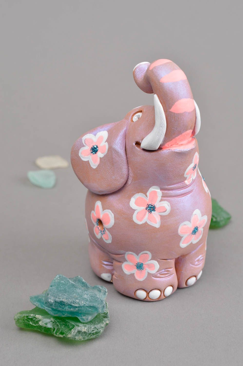 Свистулька из глины ручной работы глиняная игрушка слон керамическая свистулька фото 1