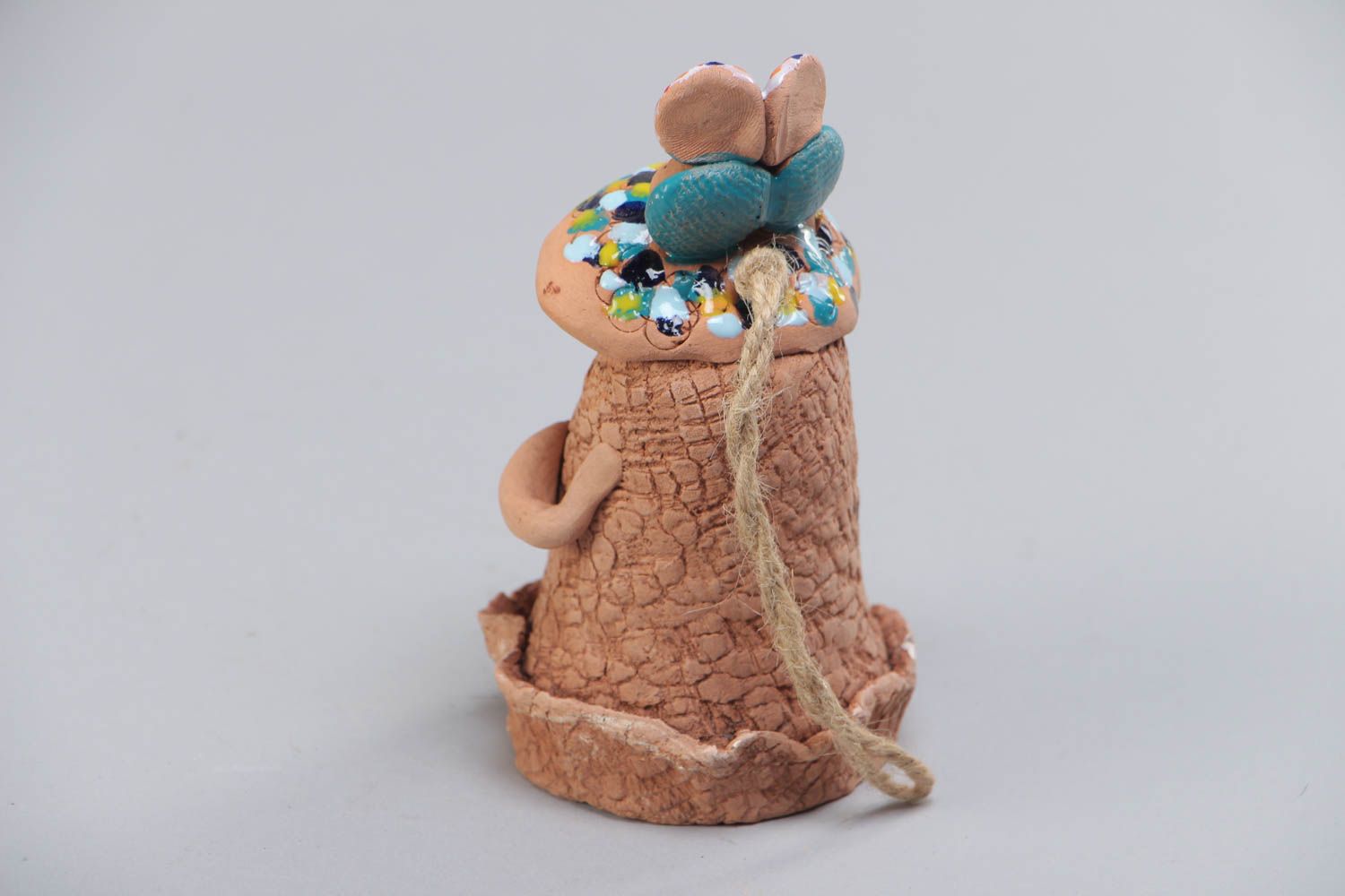 Авторский керамический колокольчик в виде лягушки расписной милый ручная работа фото 3