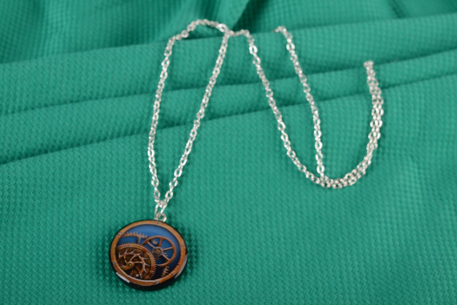 Handmade plastic pendant necklace decoupage ideas artisan jewelry designs photo 2