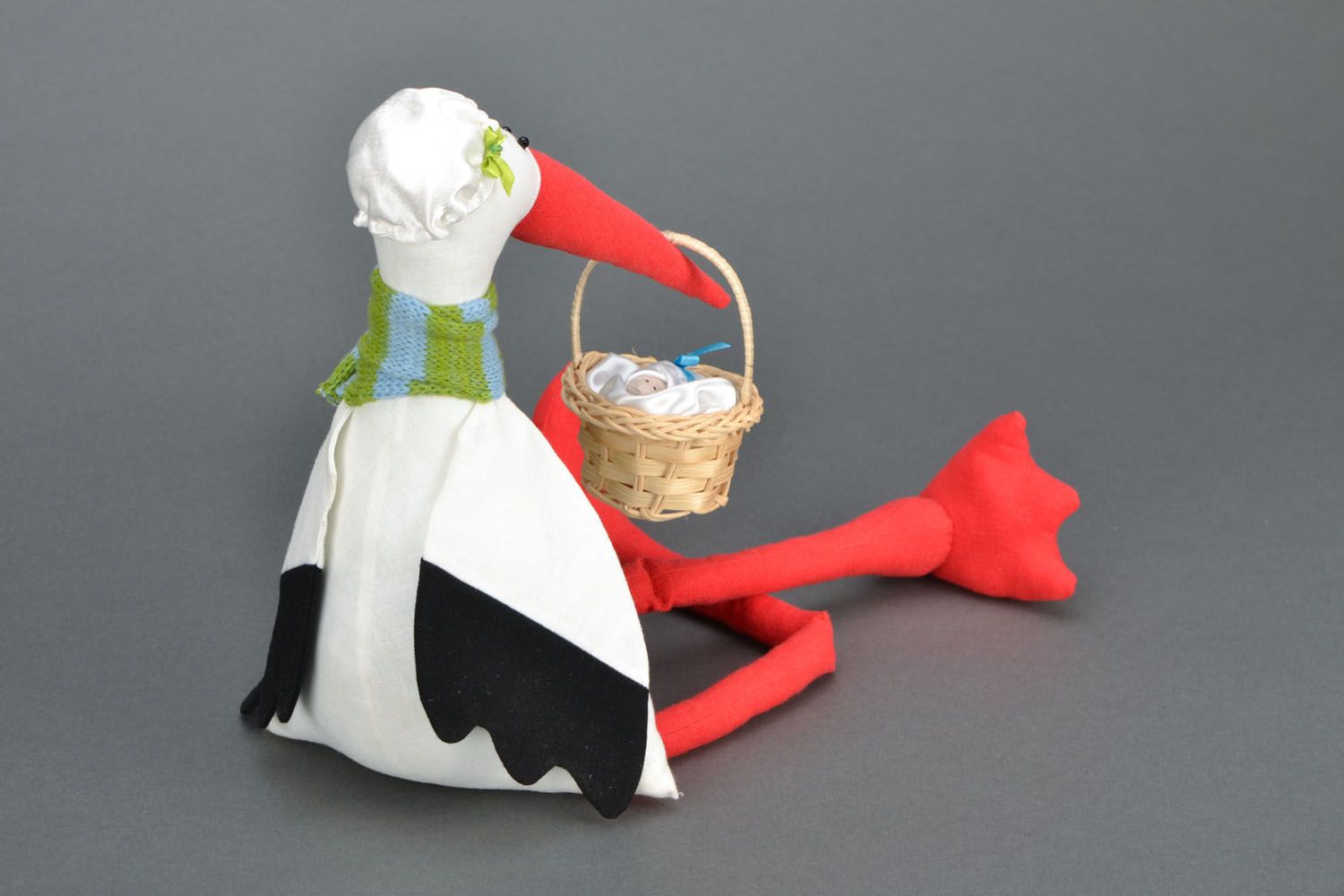 Fabric toy in the shape of stork photo 5