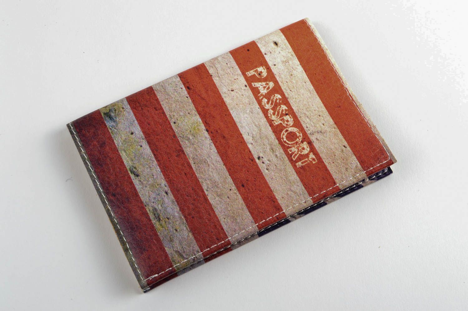 Обложка на паспорт ручной работы необычный подарок кожаный аксессуар Америка фото 2