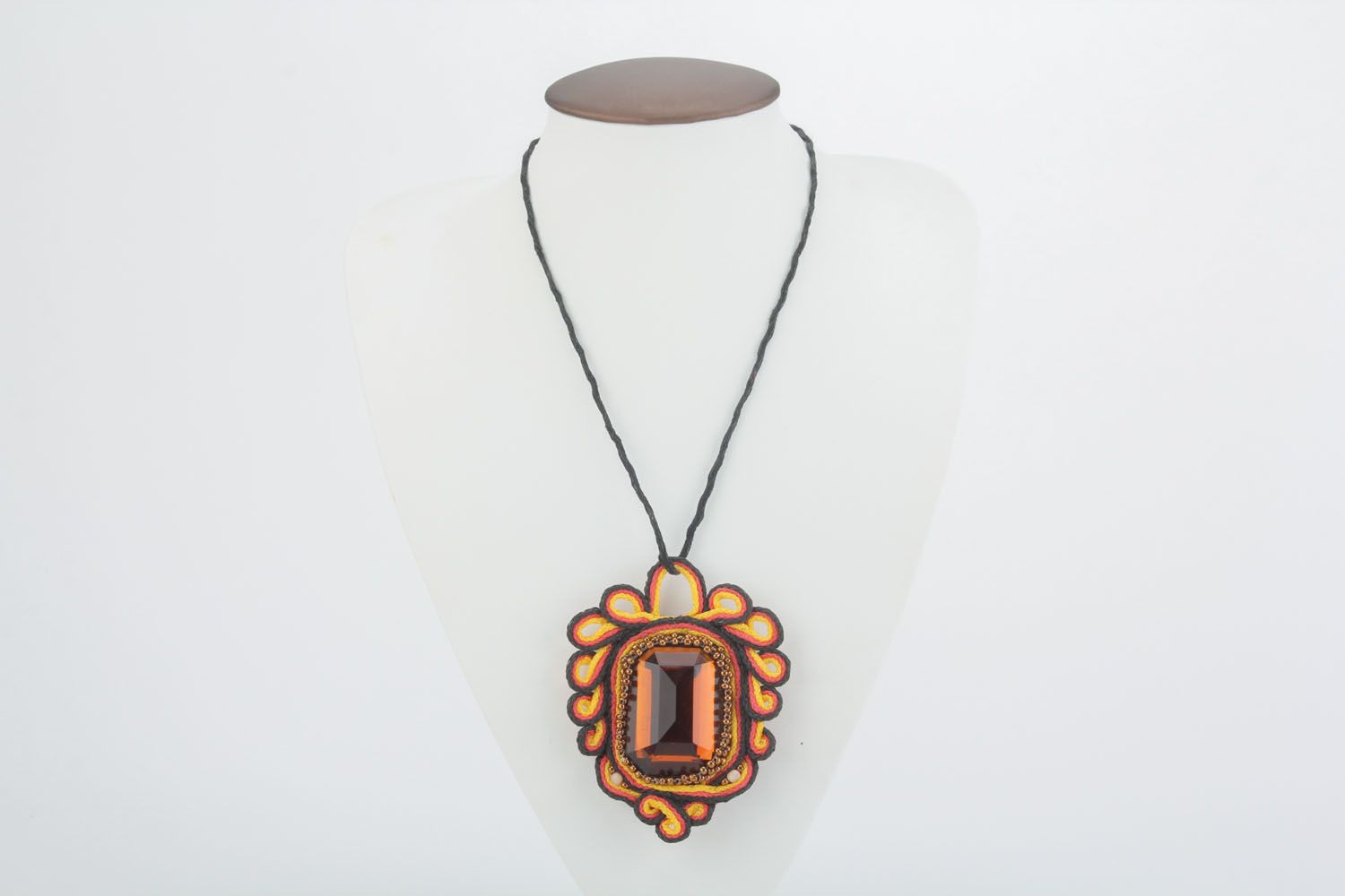 Textile pendant with stone photo 3