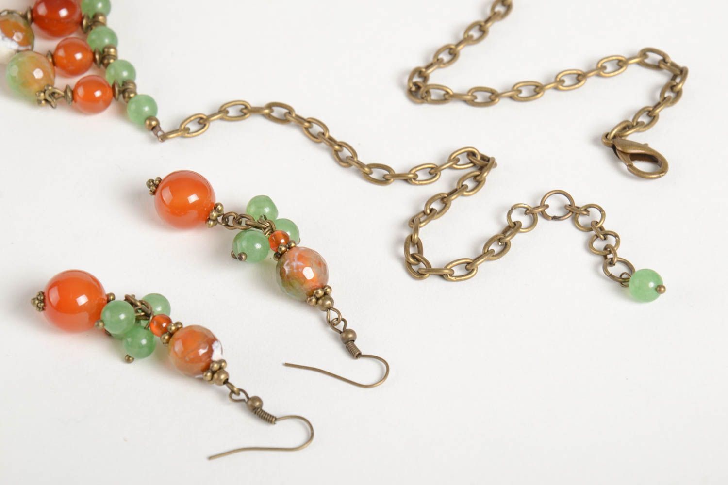 Handmade natural stone jewelry designer tender necklace elegant earrings photo 4