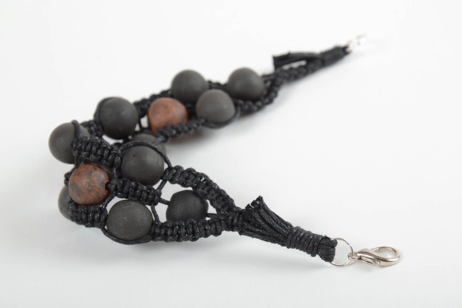 Women handmade woven cord bracelet wrist bracelet with beads fashion accessories photo 4