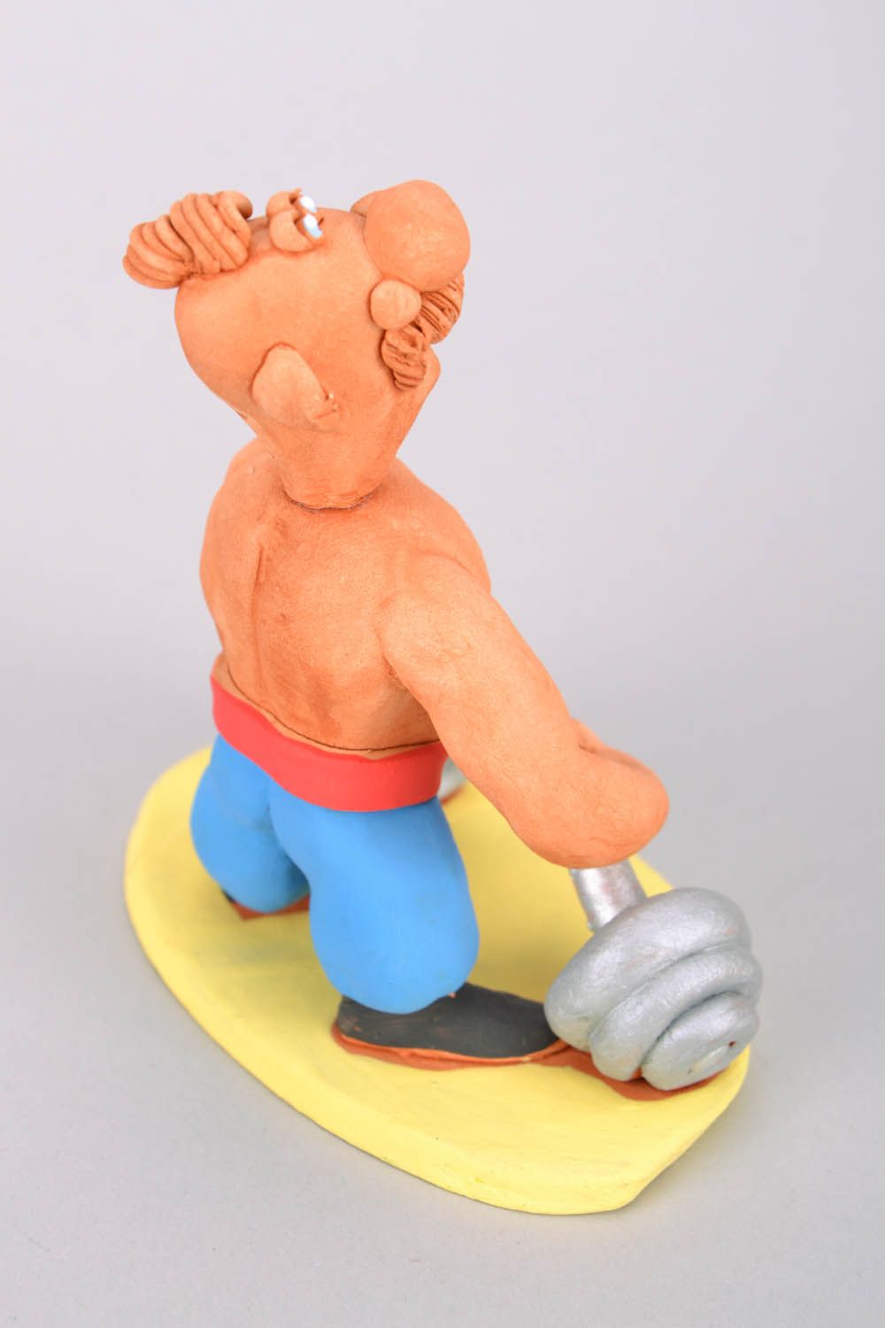 Handmade clay figurine Weightlifter photo 4