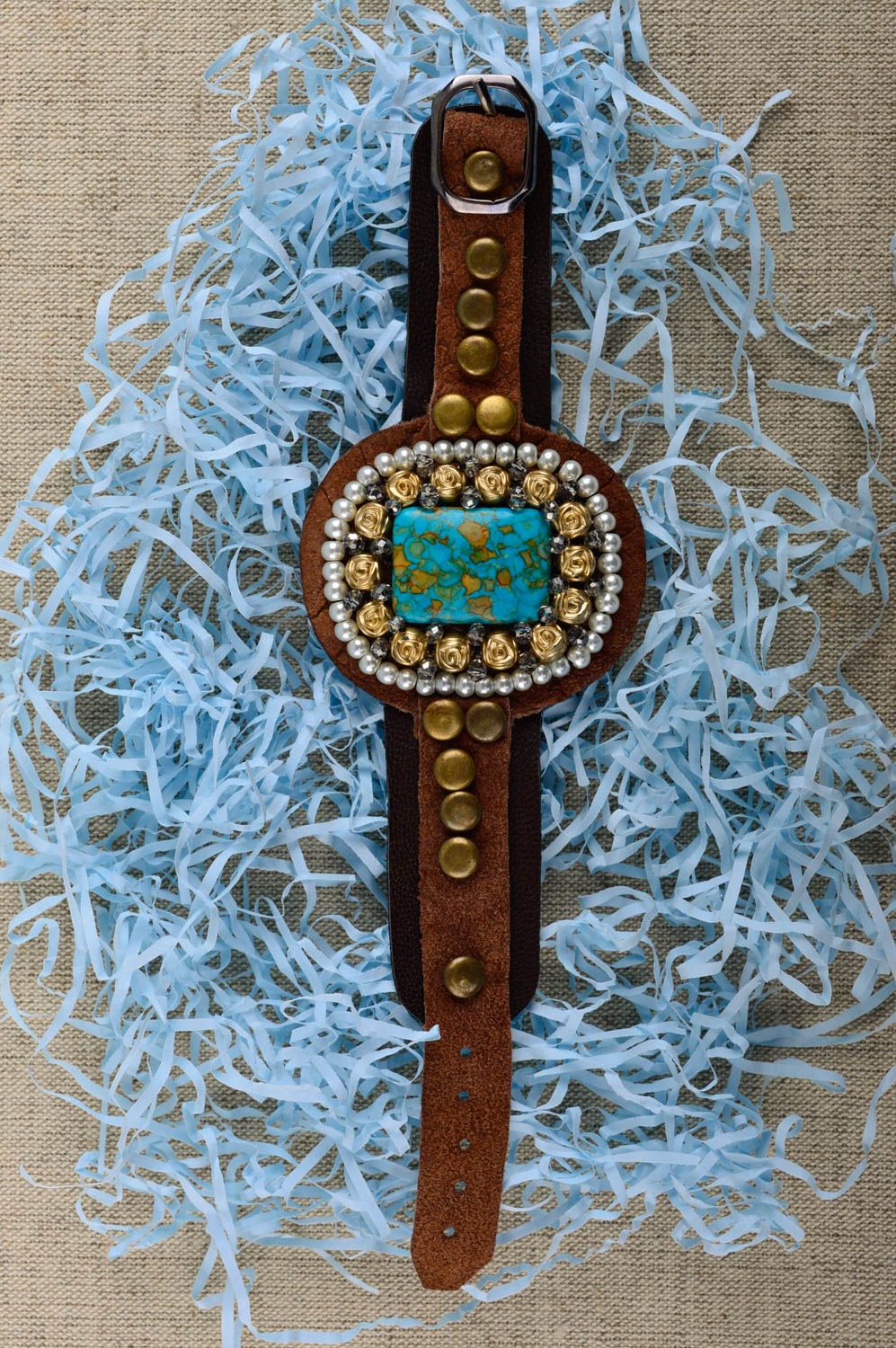 Handmade leather designer bracelet accessory in ethnic style cool bracelet photo 2