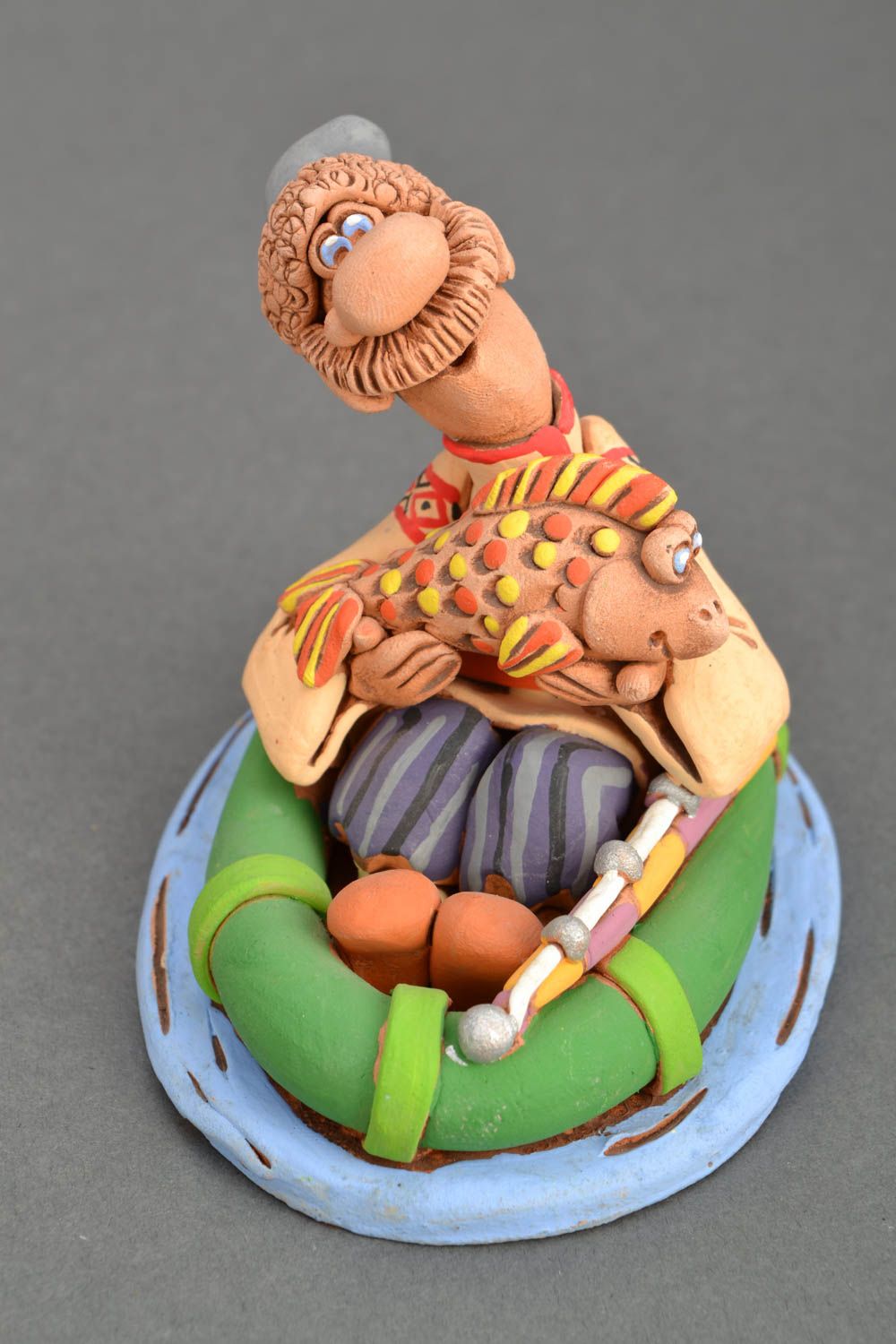 Designer ceramic figurine Cossack in Boat photo 3