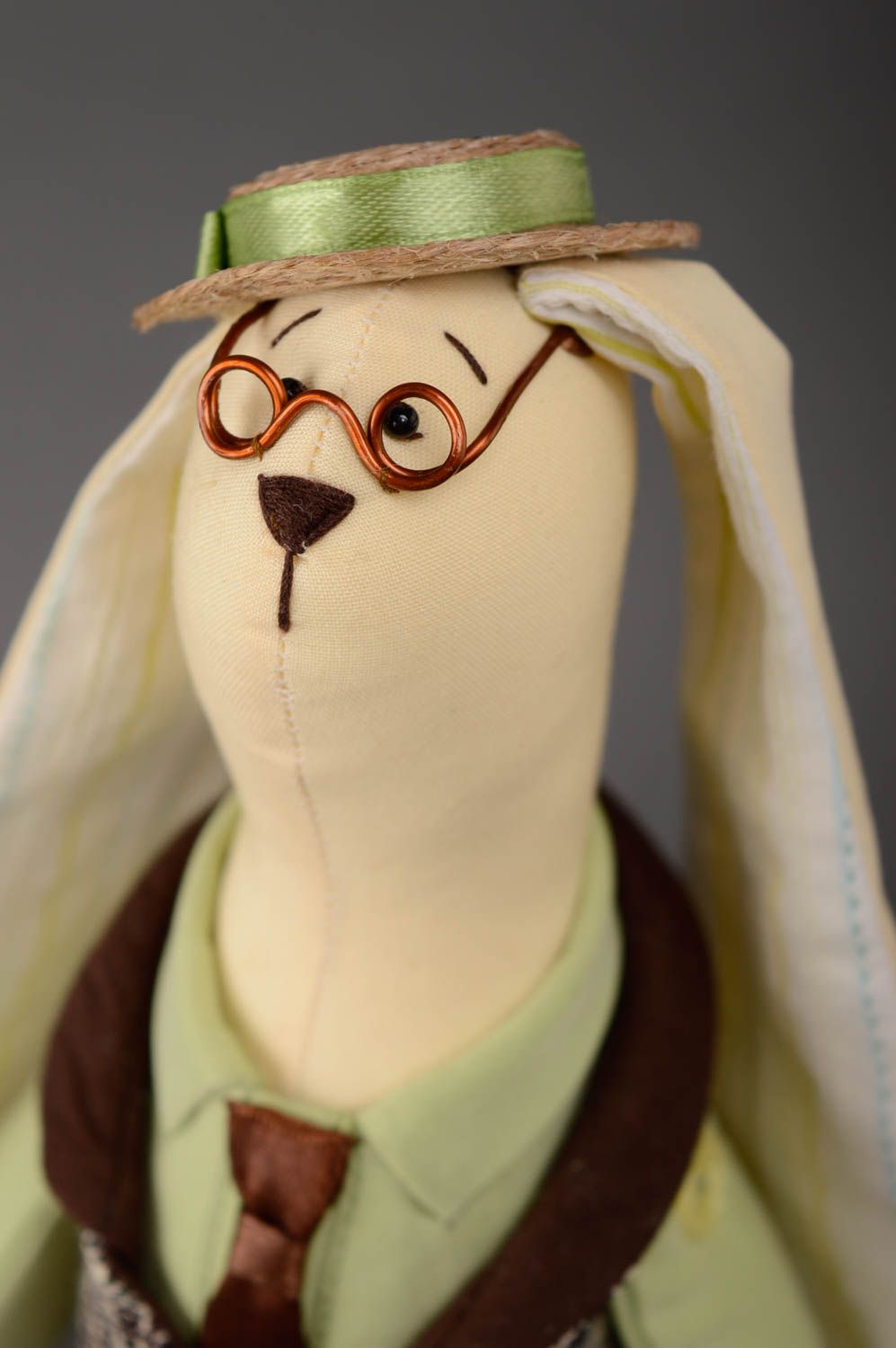 Cotton fabric soft toy hare photo 2