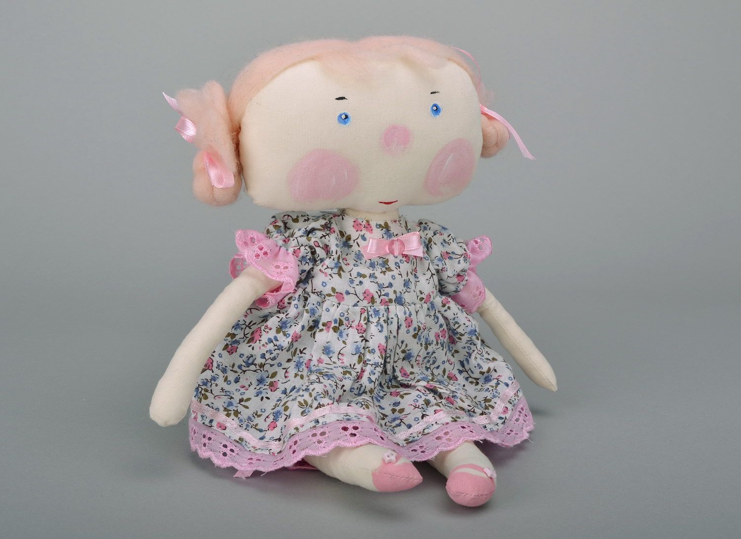 Fabric doll Girl with pink cheeks photo 2