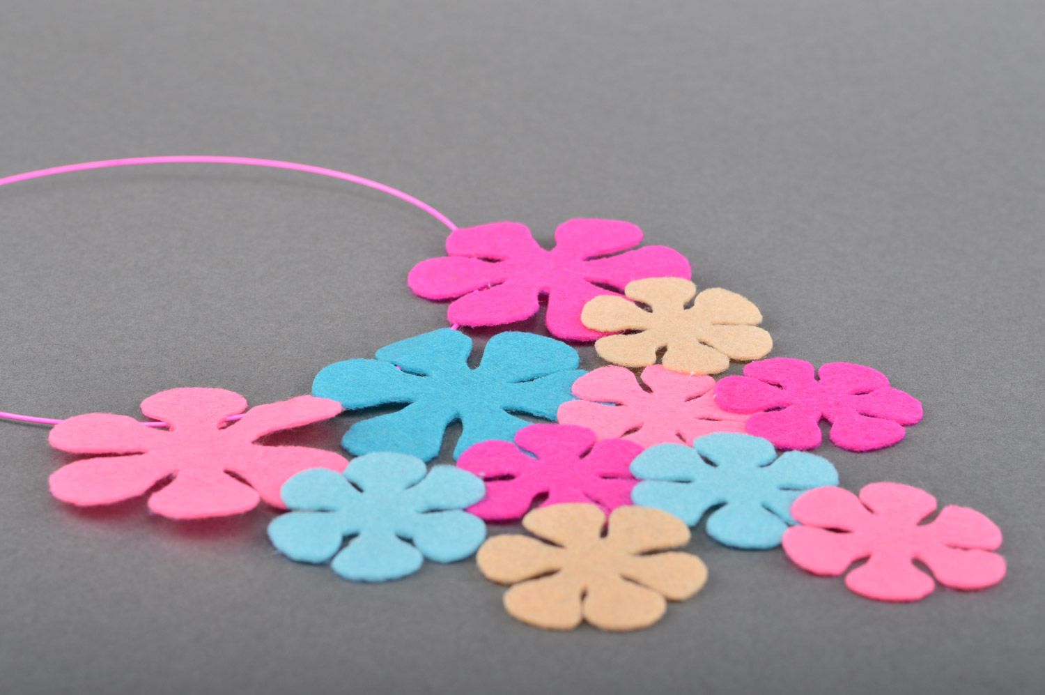 Beautiful multi-colored designer handmade felt necklace for summer photo 3