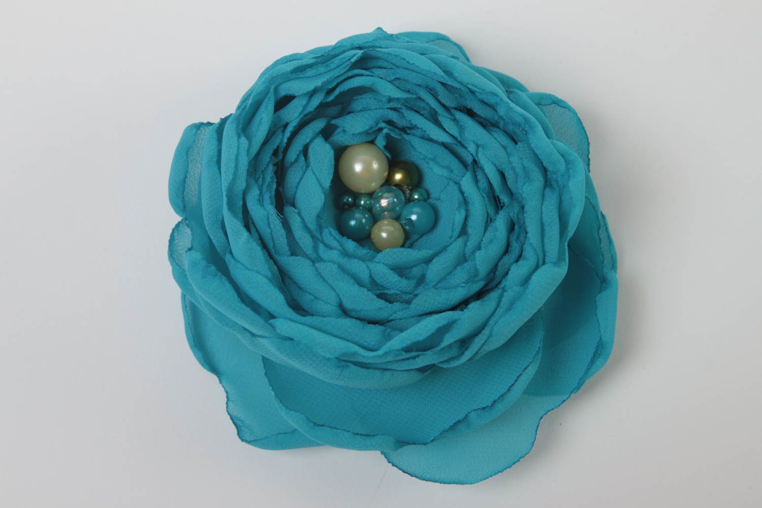 Broche fleur fait main Barrette cheveux bleue Accessoire femme fantaisie cadeau photo 2