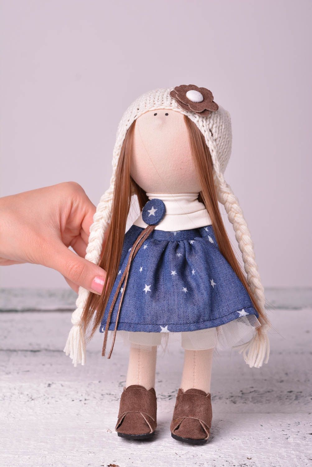 Кукла ручной работы кукла из ткани мягкая кукла из трикотажа в красивом платье фото 2