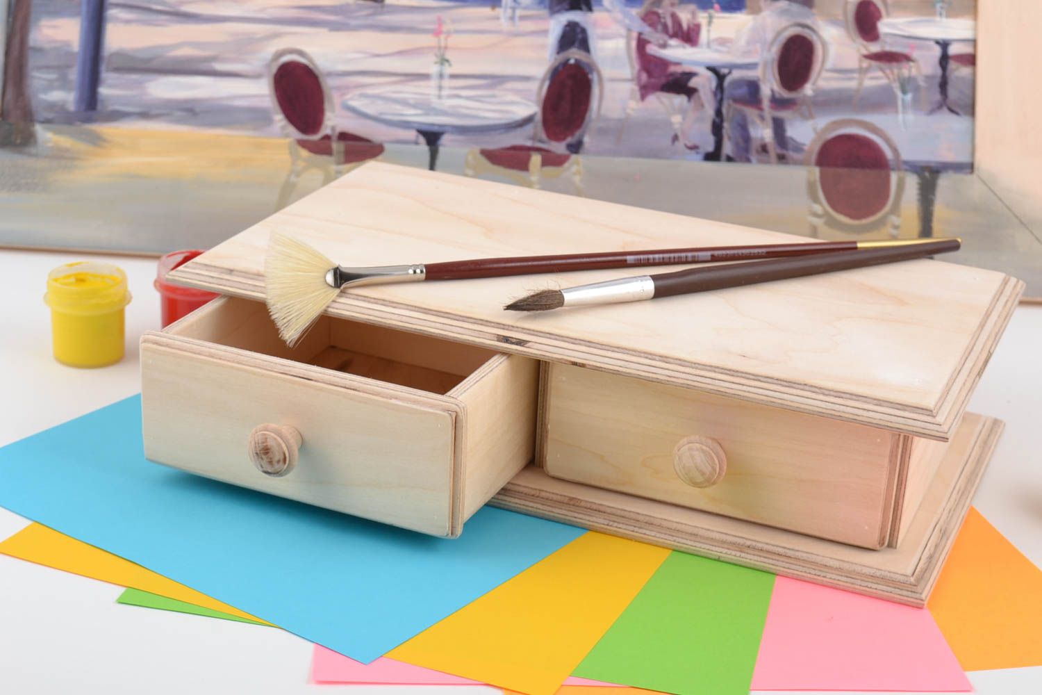 Pieza en blanco para creatividad de contrachapado artesanal caja de madera
 foto 1