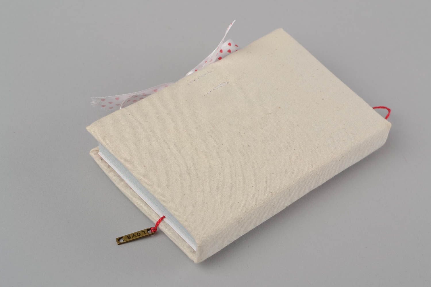 Cuaderno de notas artesanal con tapa de tela con corazón rojo hermoso 90 páginas foto 5