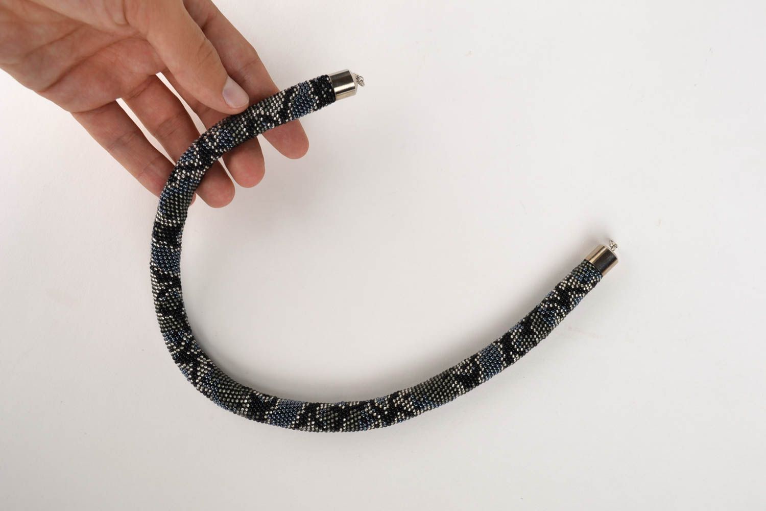 Handmade beaded cord necklace elegant necklace handmade accessories bead jewelry photo 5