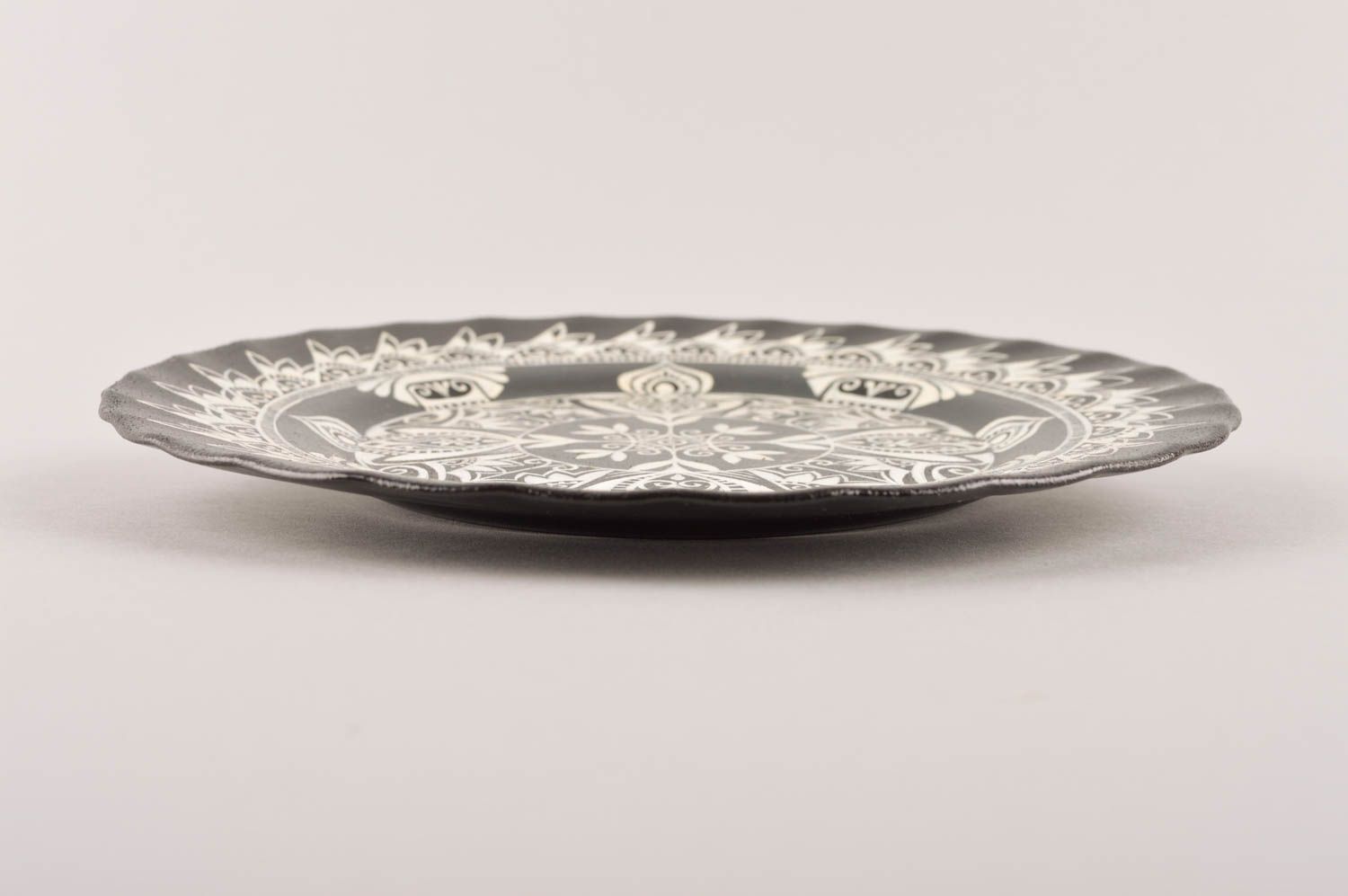 Керамическая тарелка ручной работы глиняная посуда расписная тарелка декор фото 5