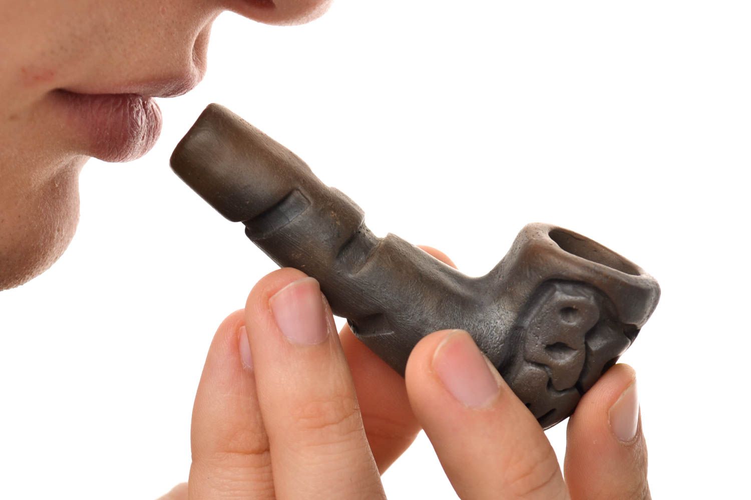 Keramik Handarbeit Pfeife zum Rauchen Geschenk aus Ton kleine Tabakpfeife foto 1
